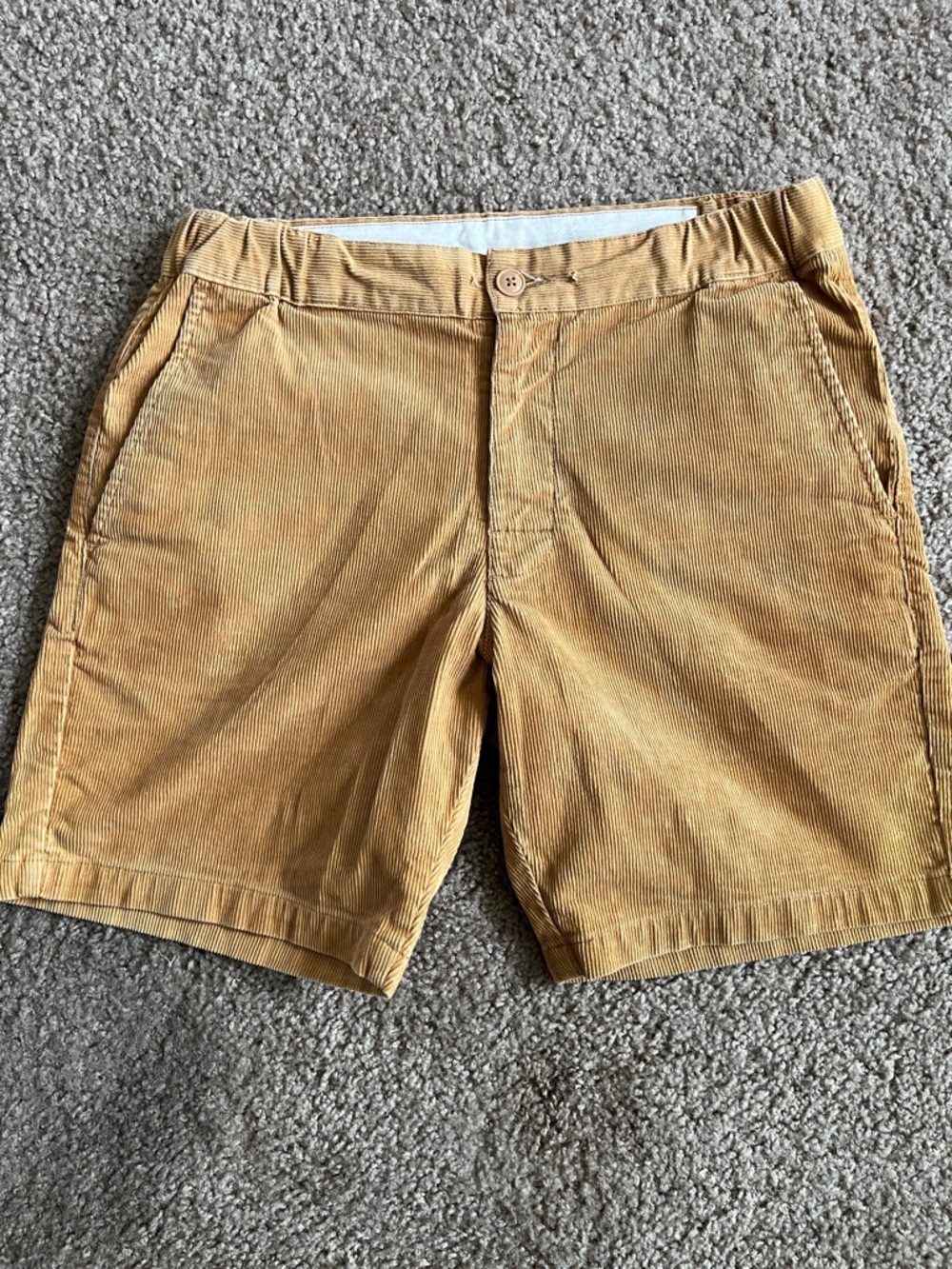 RVCA Men’s Corduroy Shorts in mustard/yellow.